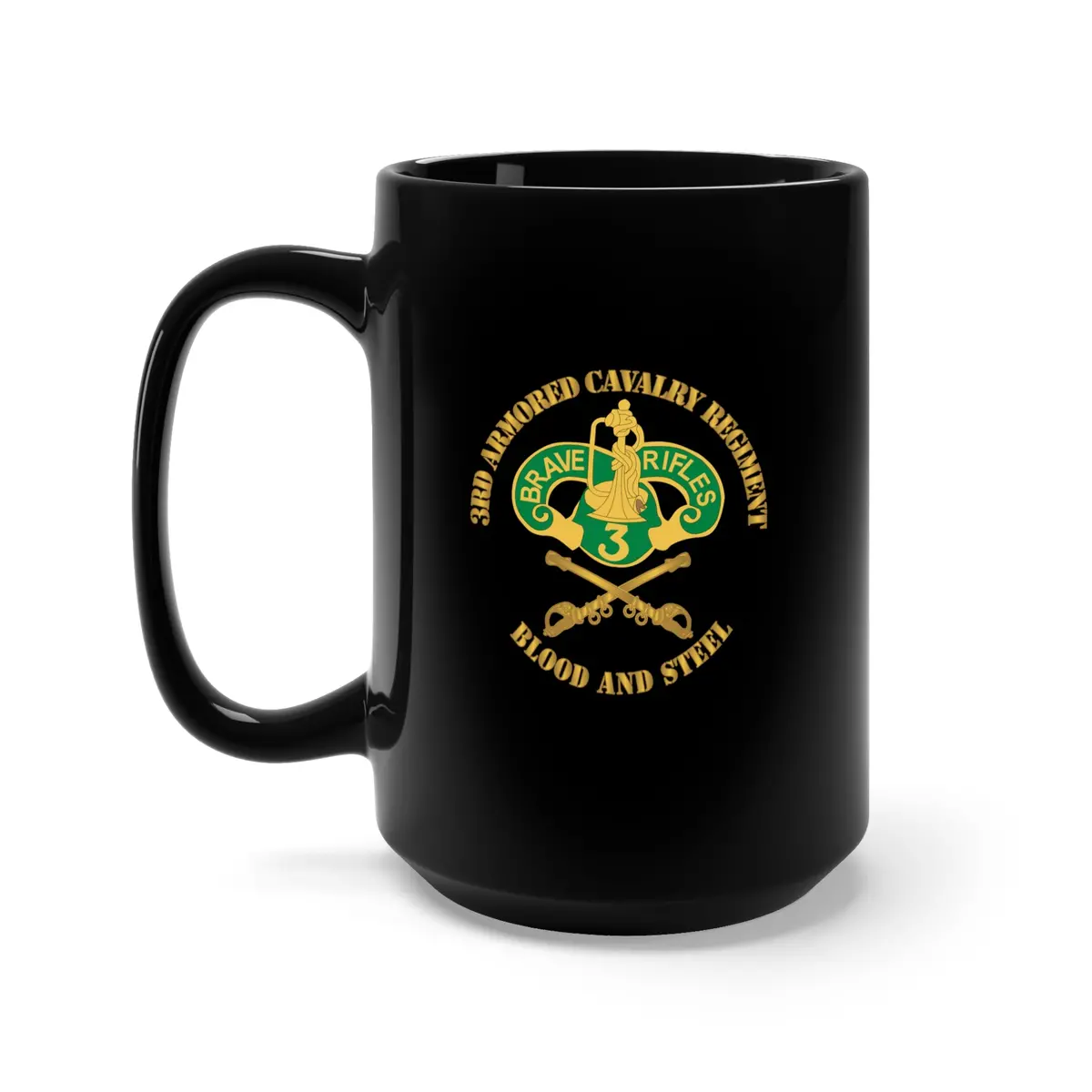 Black Mug 15Oz - Army - 3Rd Armored Cavalry Regiment Dui - Blood And Steel X 300 1