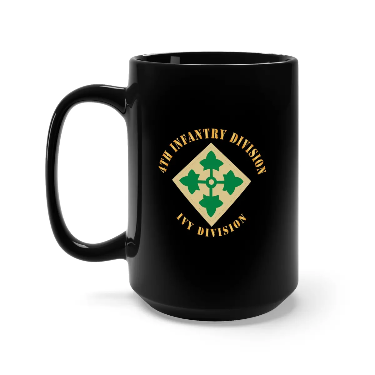 Black Mug 15Oz - Army -  4Th Infantry Division - Ivy Division X 300 1