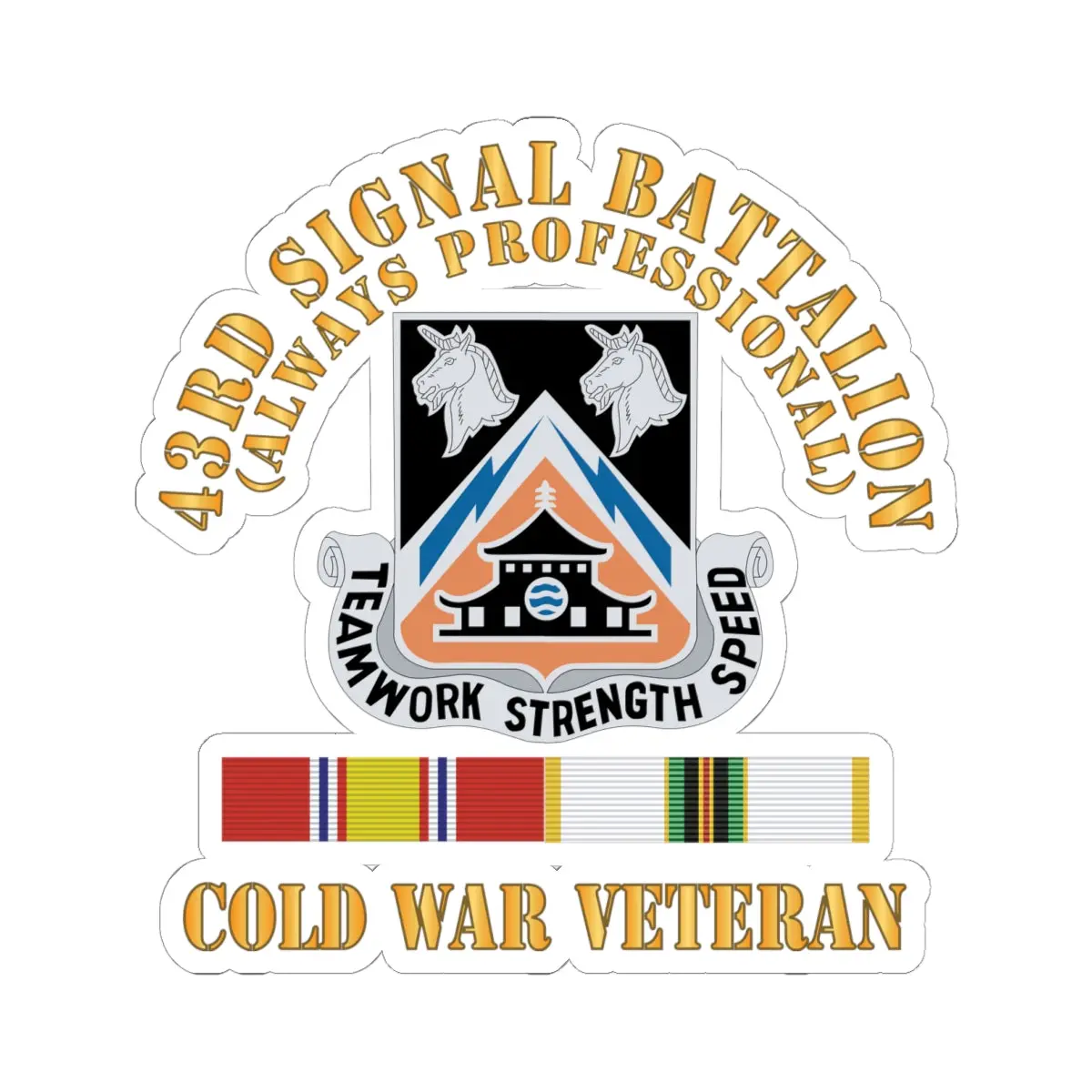 Kiss - Cut Stickers - Army - 43Rd Signal Battalion - Cold War Veteran - Dui W Cold Svc X 300 1