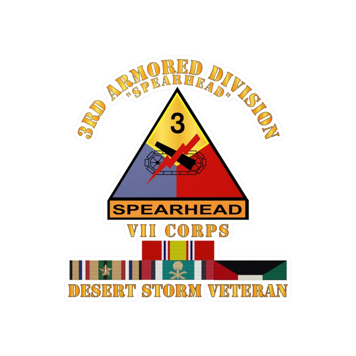 Iss-Cut Vinyl Decals - Army - 3Rd Armored Div - Vii Corps - Desert Storm Veteran 1