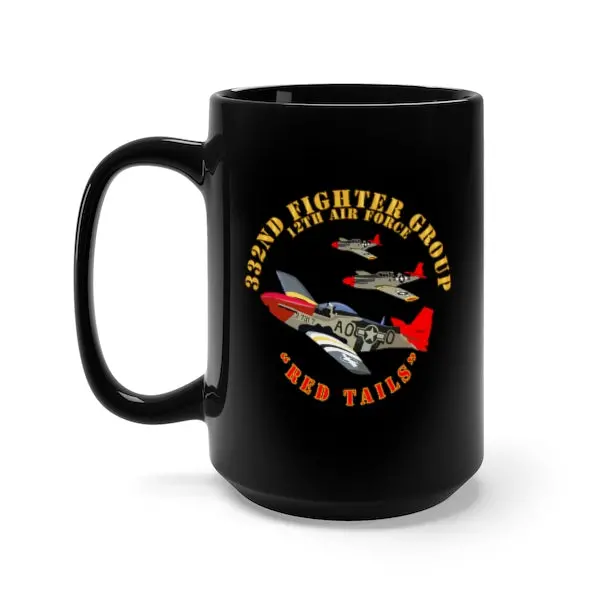 Black Mug 15Oz - Aac - 332Nd Fighter Group - 12Th Af - Red Tails 1