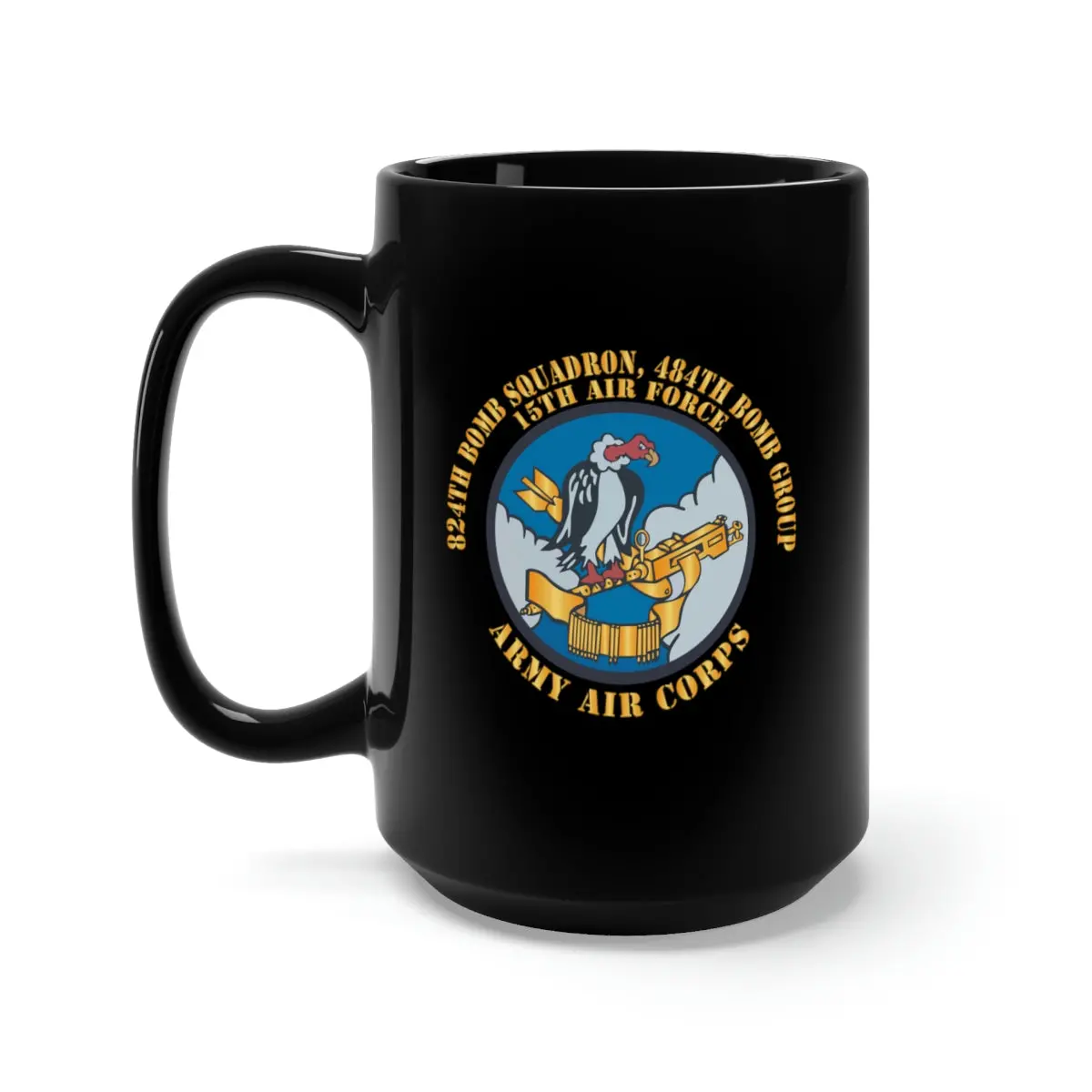 Black Mug 15Oz - Aac - 824Th Bomb Squadron, 484Th Bomb Group - 15Th Aaf X 300 1