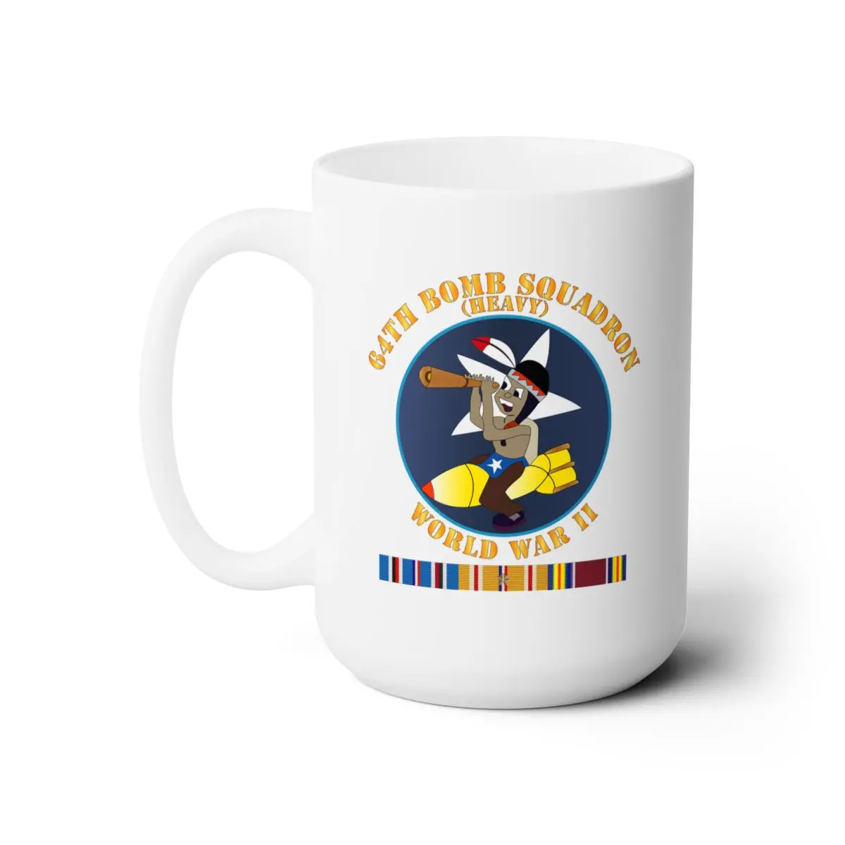 White Ceramic Mug 15Oz - Aac - 64Th Bomb Squadron - Wwii W Pac Svc X 300 1
