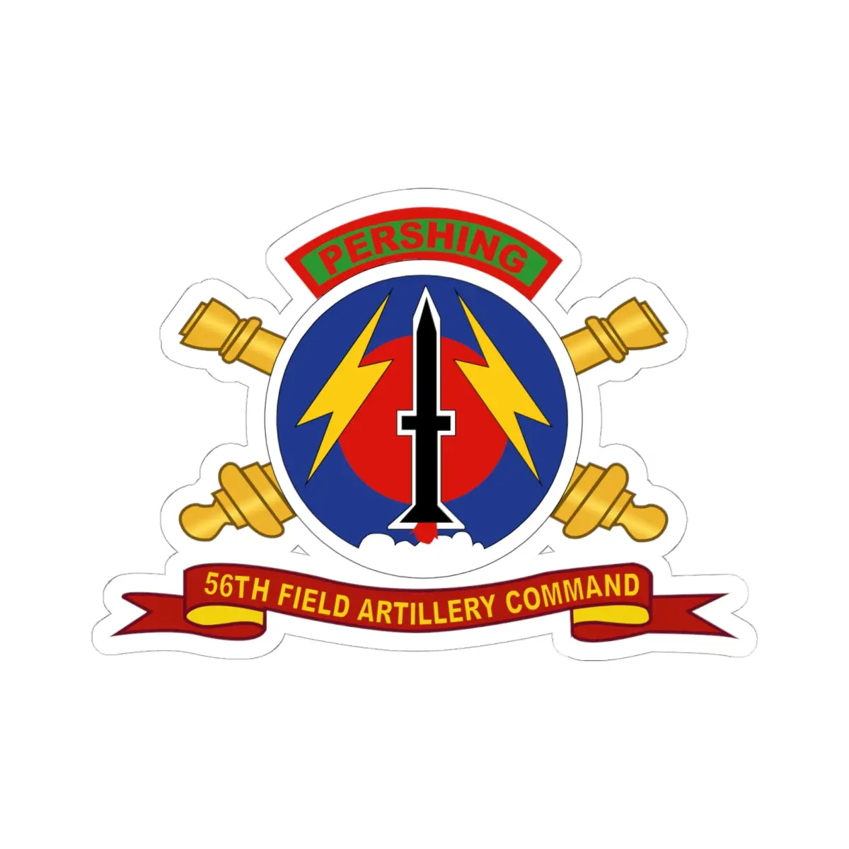 Kiss - Cut Stickers - Army - 56Th Field Artillery Command - Ssi W Br - Ribbon 1