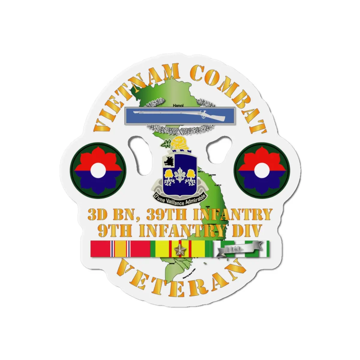 Die-Cut Magnets - Army - Vietnam Combat Infantry Veteran W 3Rd Bn 39Th Inf - 9Th Id Ssi 2