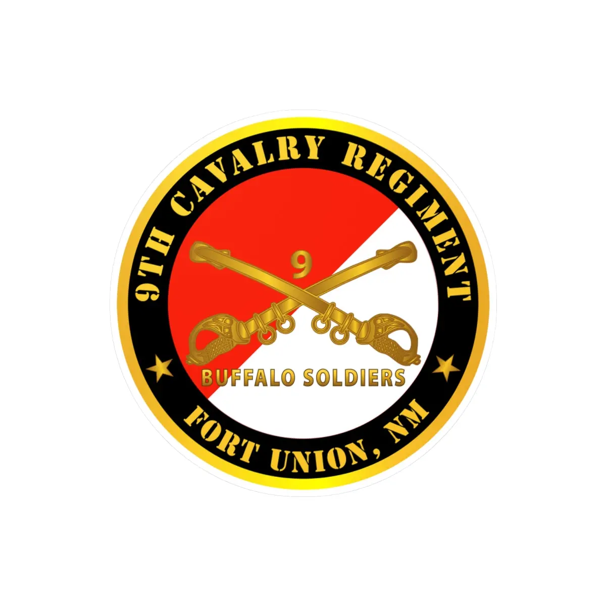 Kiss-Cut Vinyl Decals - Army - 9Th Cavalry Regiment - Fort Union,  Nm - Buffalo Soldiers W Cav Branch 1