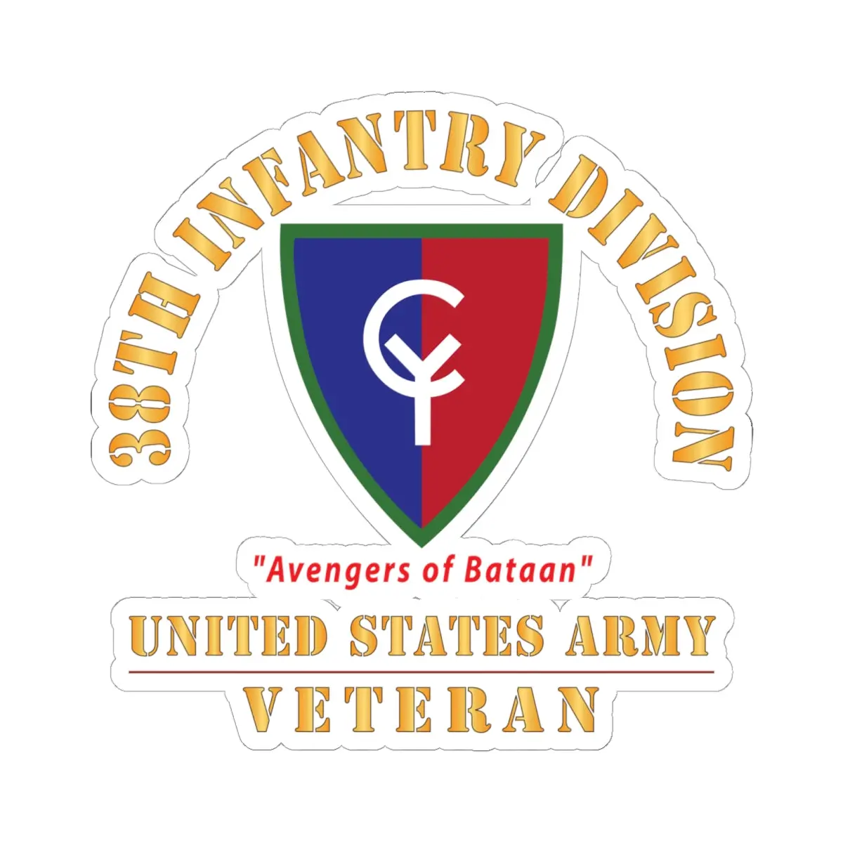 Kiss - Cut Stickers - Army - Ssi - 38Th Infantry Division - Avengers Of Bataan - Us Army Veteran X 300 1