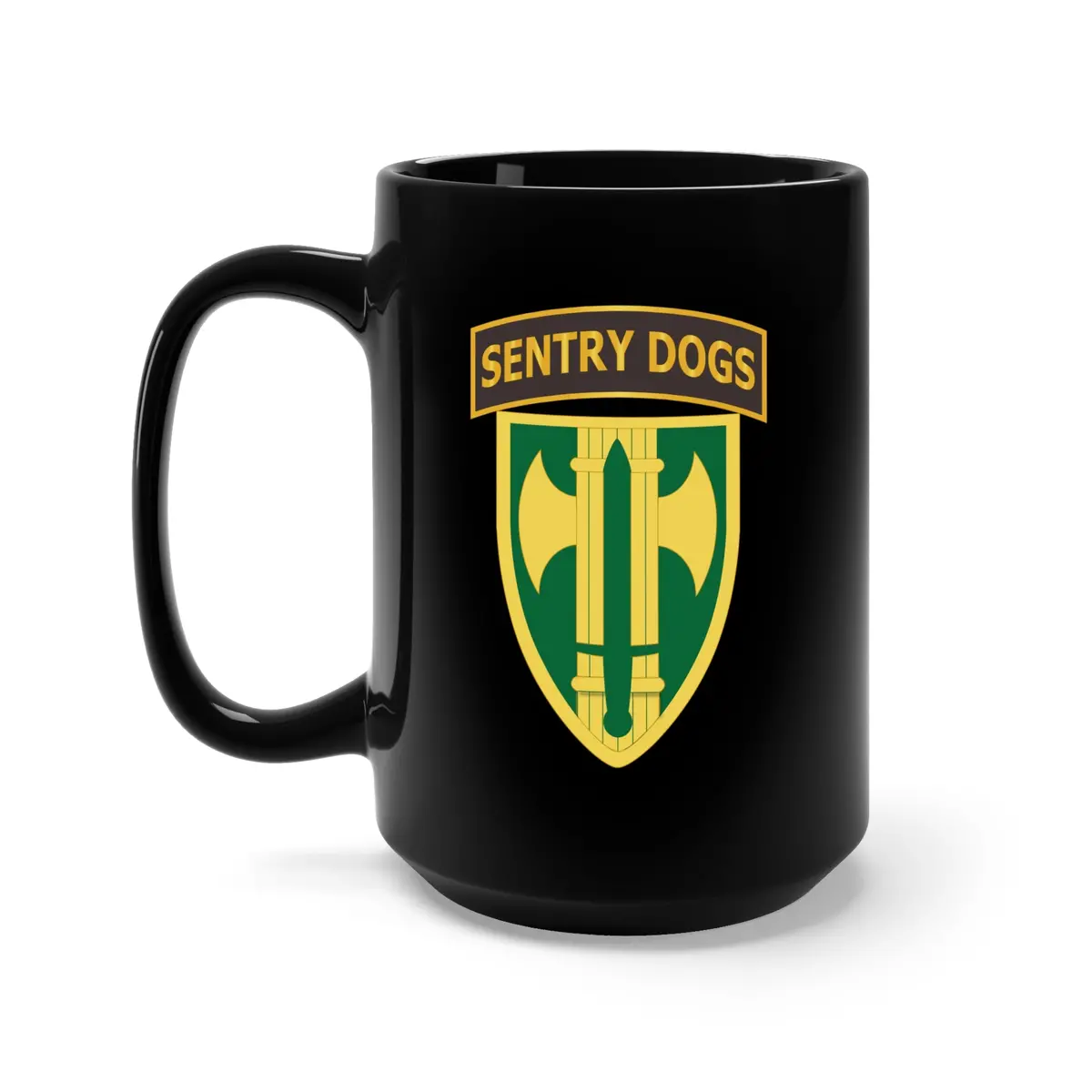 Black Mug 15Oz - Army - 18Th Mp Brigade - Sentry Dogs Tab Wo Txt 1