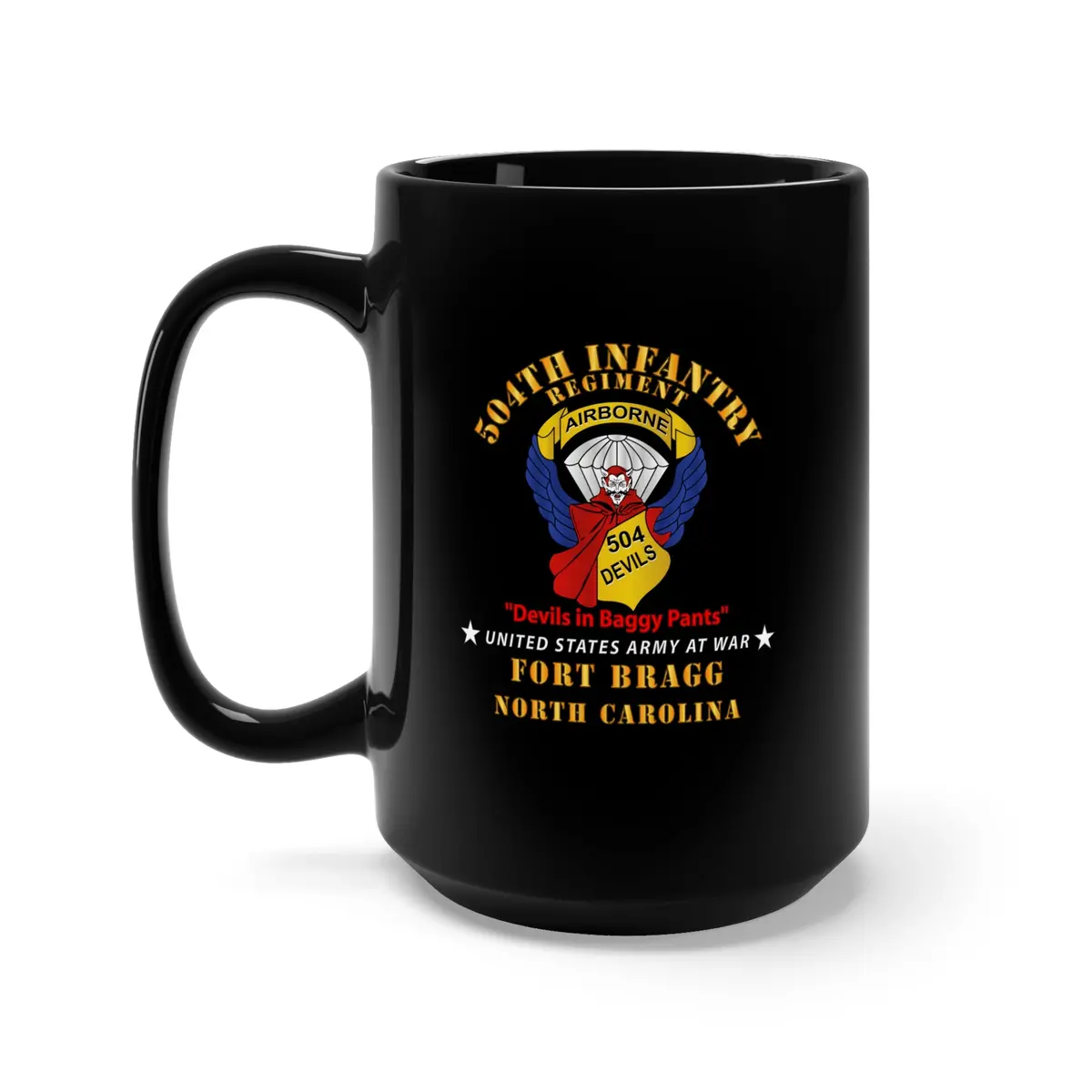 Black Mug 15Oz - Army - 504Th Infantry Regiment - Devils - Fbnc X 300 1