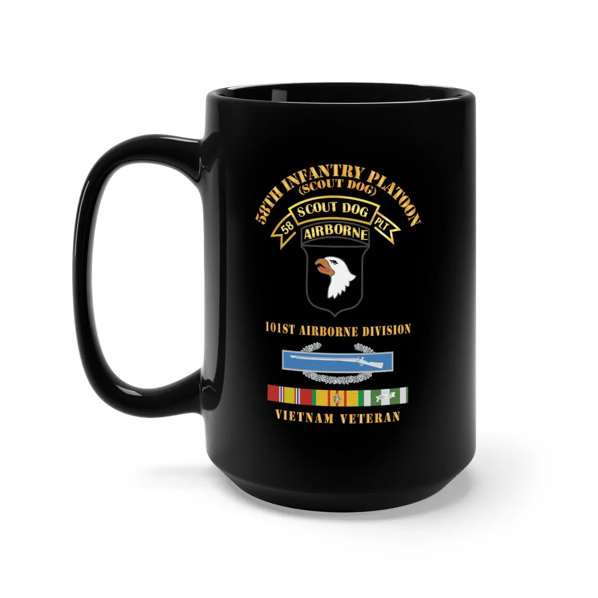 Black Mug 15Oz - Army - 58Th Infantry Platoon - Scout Dog - W Cib - Vn Svc X 300 1