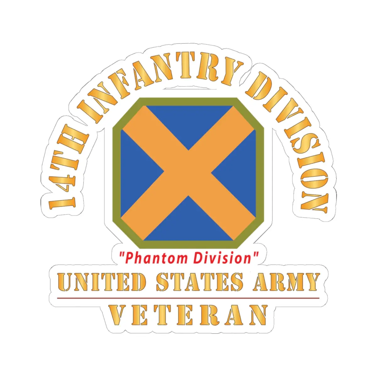 Kiss - Cut Stickers - Army - Ssi - 14Th Infantry Division - Phantom Division - Us Army Veteran X 300 1