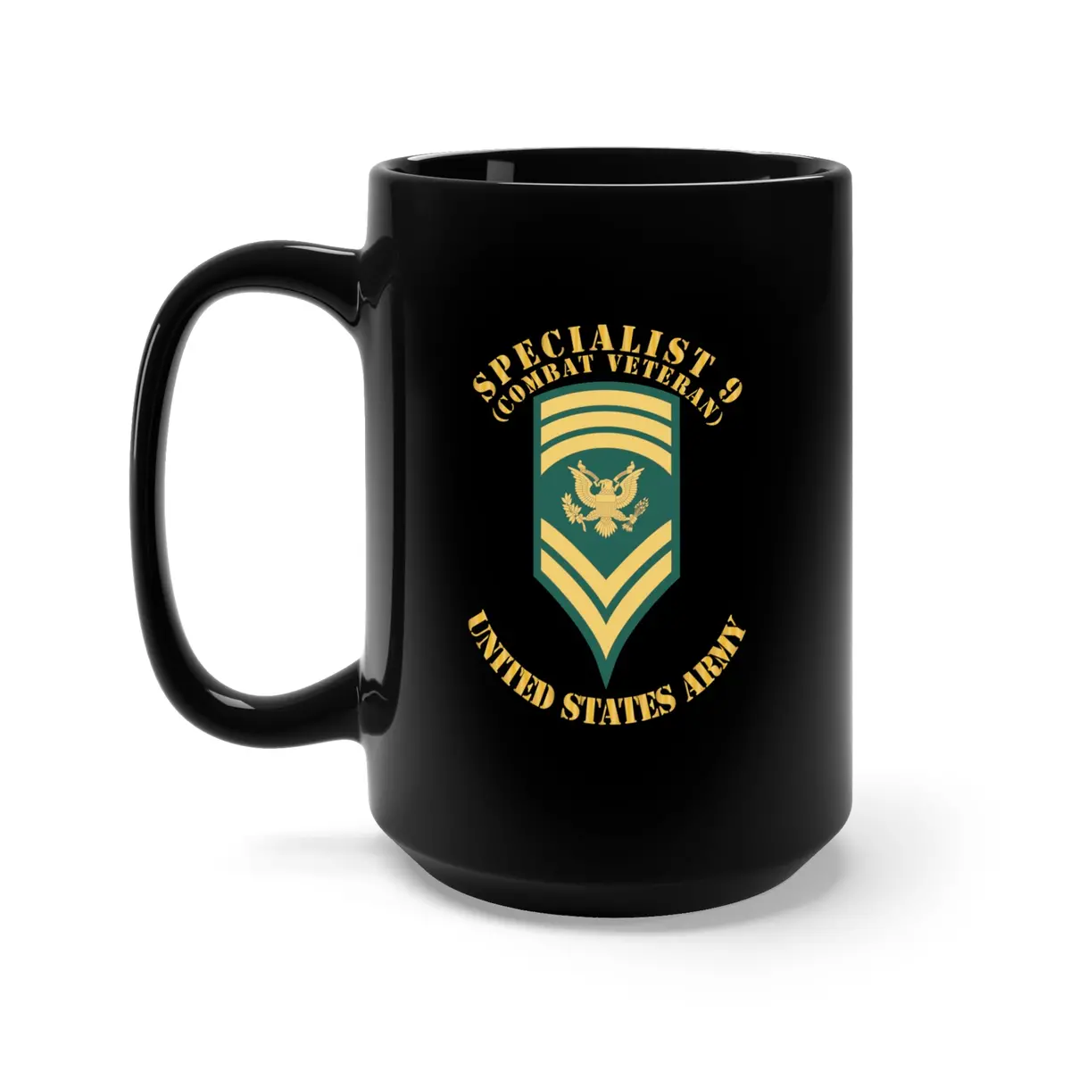 Black Mug 15Oz - Army - Enlisted - Spec 9 - Specialist 9  - Std - Combat Veteran X 300 1