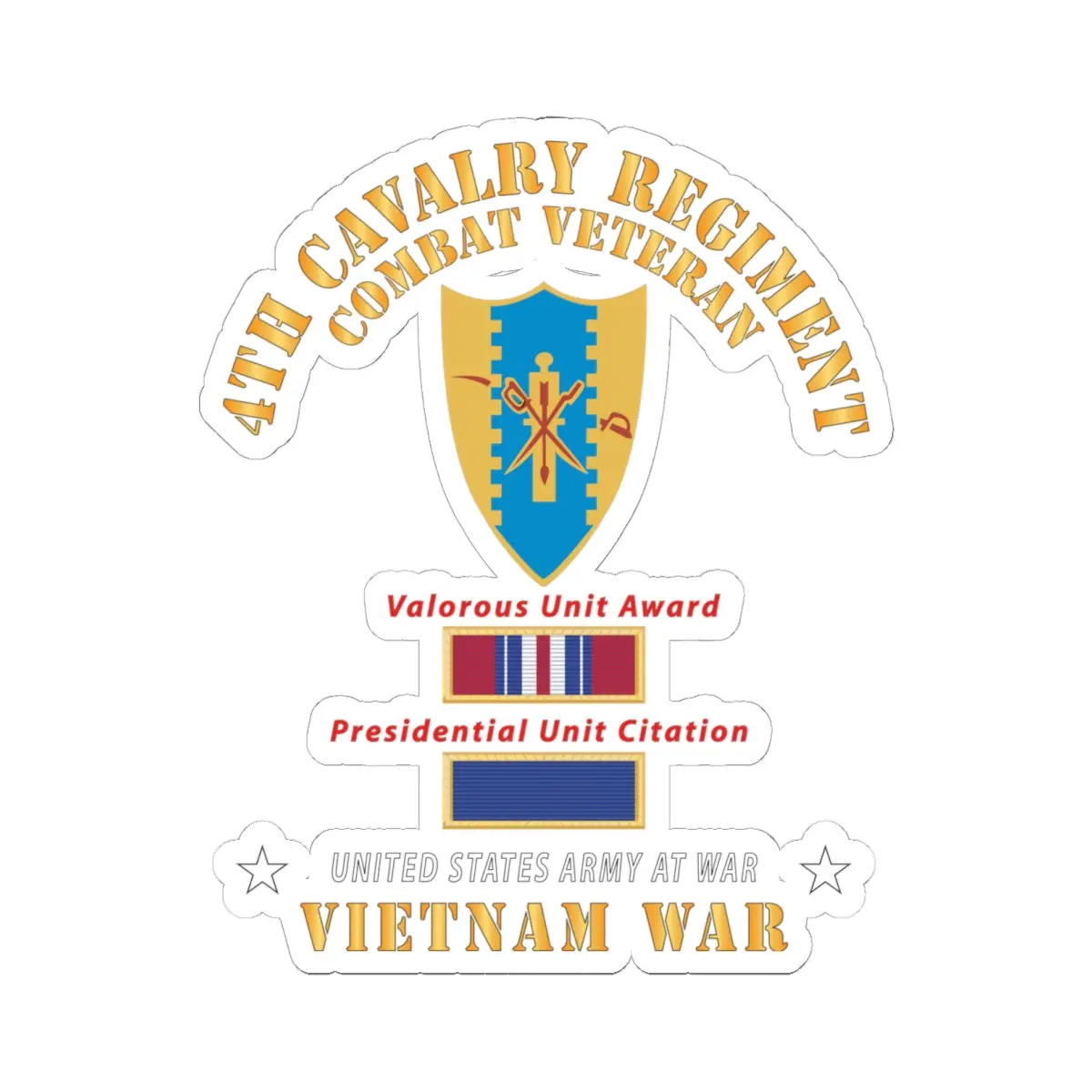 Kiss - Cut Stickers - Army - 4Th Cavalry Regiment - Vietnam War W Puc And Vua X 300 1