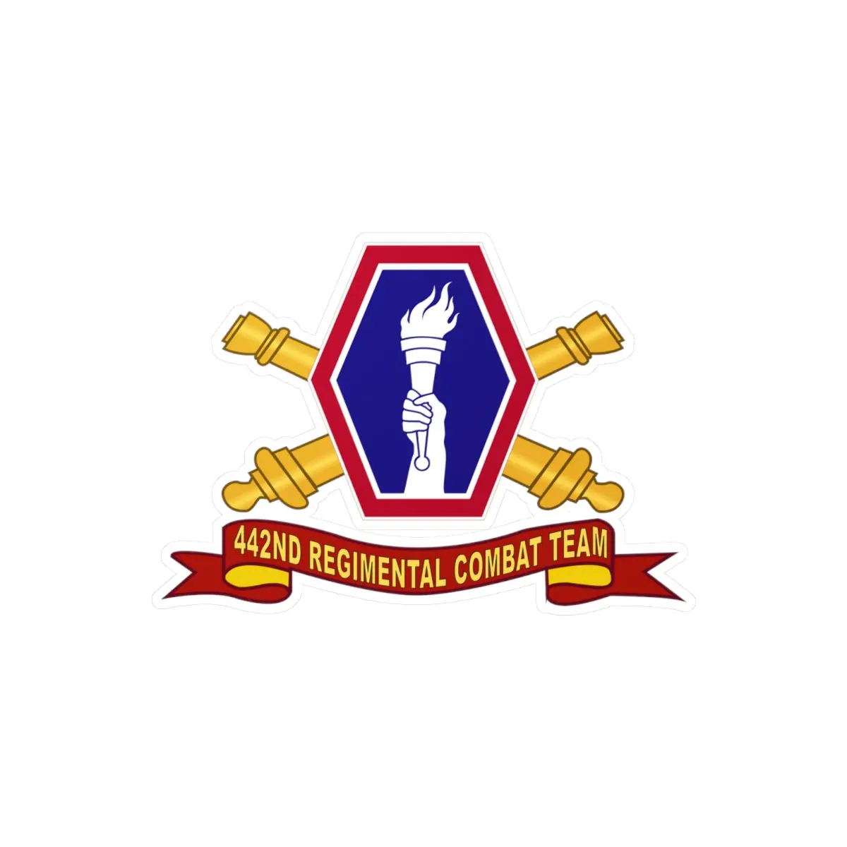 Kiss-Cut Vinyl Decals - Army - 442Nd Infantry Regimental Combat Team W Artillery Br - Ssi - Ribbon X 300 1
