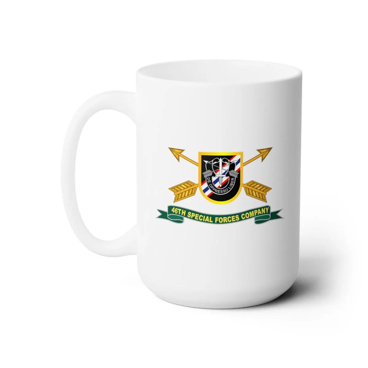White Ceramic Mug 15Oz - Army - 46Th Special Forces Company - Flash W Br - Ribbon X 300 1