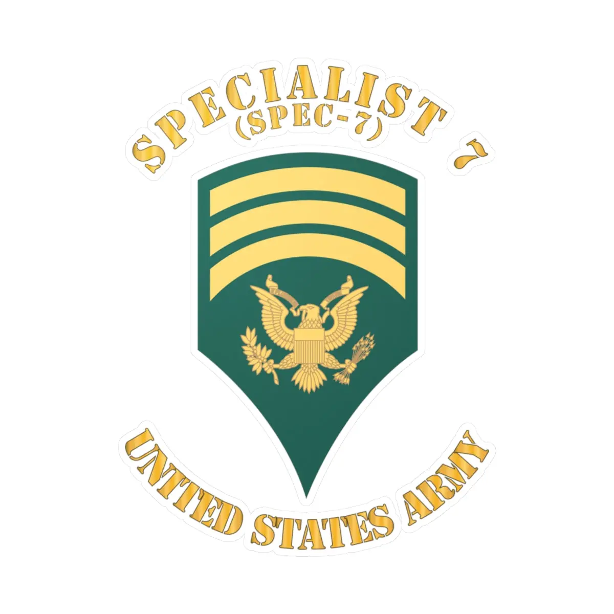 Kiss-Cut Vinyl Decals - Army - Enlisted - Spec 7 - Specialist 7  - Std X 300 1