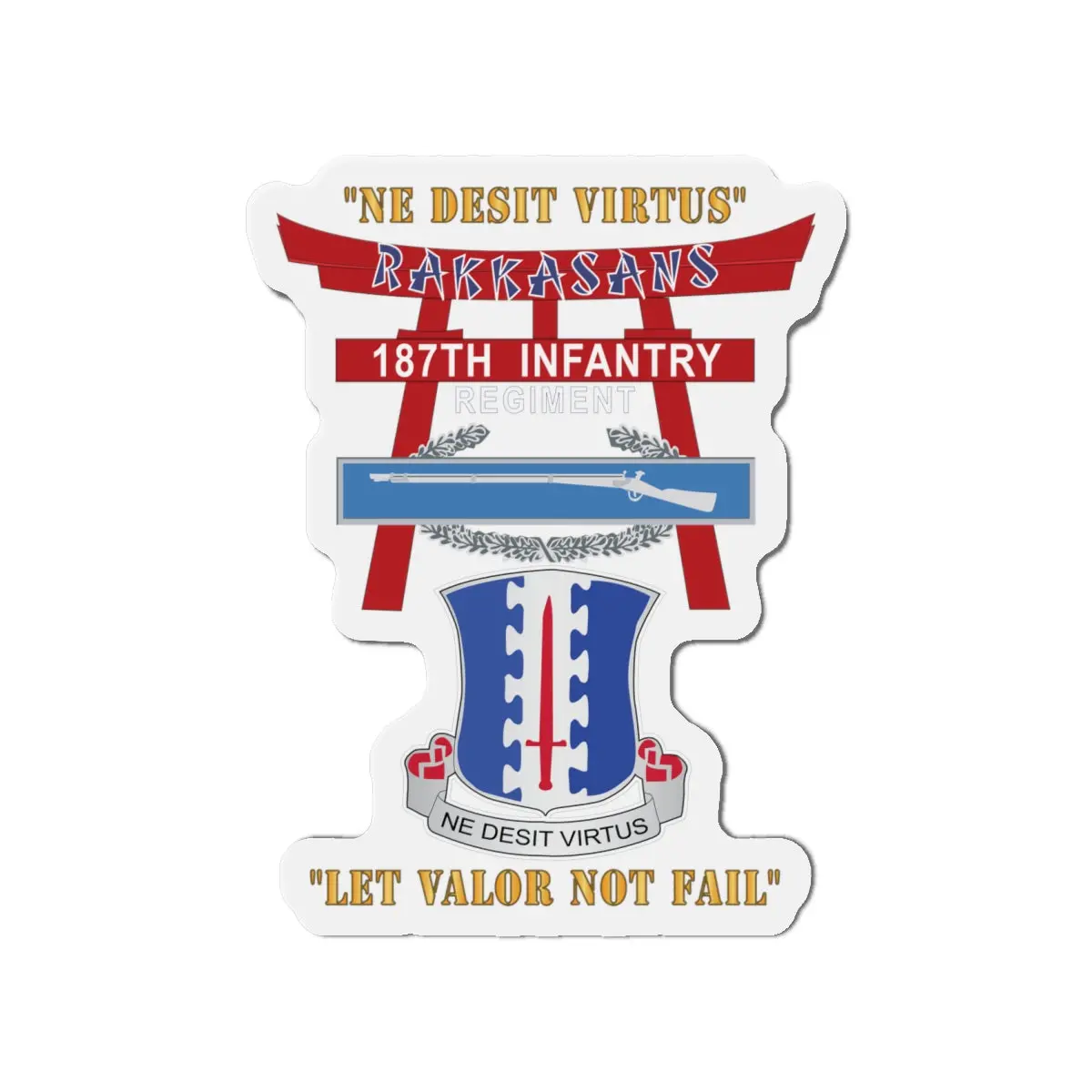 Die-Cut Magnets - Army - 187Th Infantry Regiment - Torii, Rakkasans, Let Valor Not Fail, English, Latin W Cib X 300 1