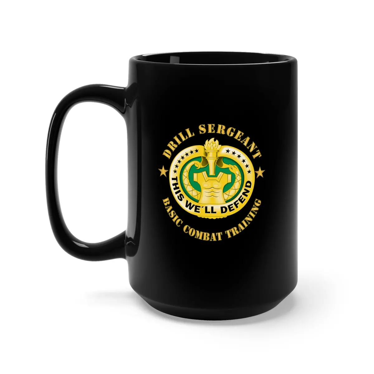 Black Mug 15Oz - Army - Drill Sgt Badge - Basic Combat Training X 300 1
