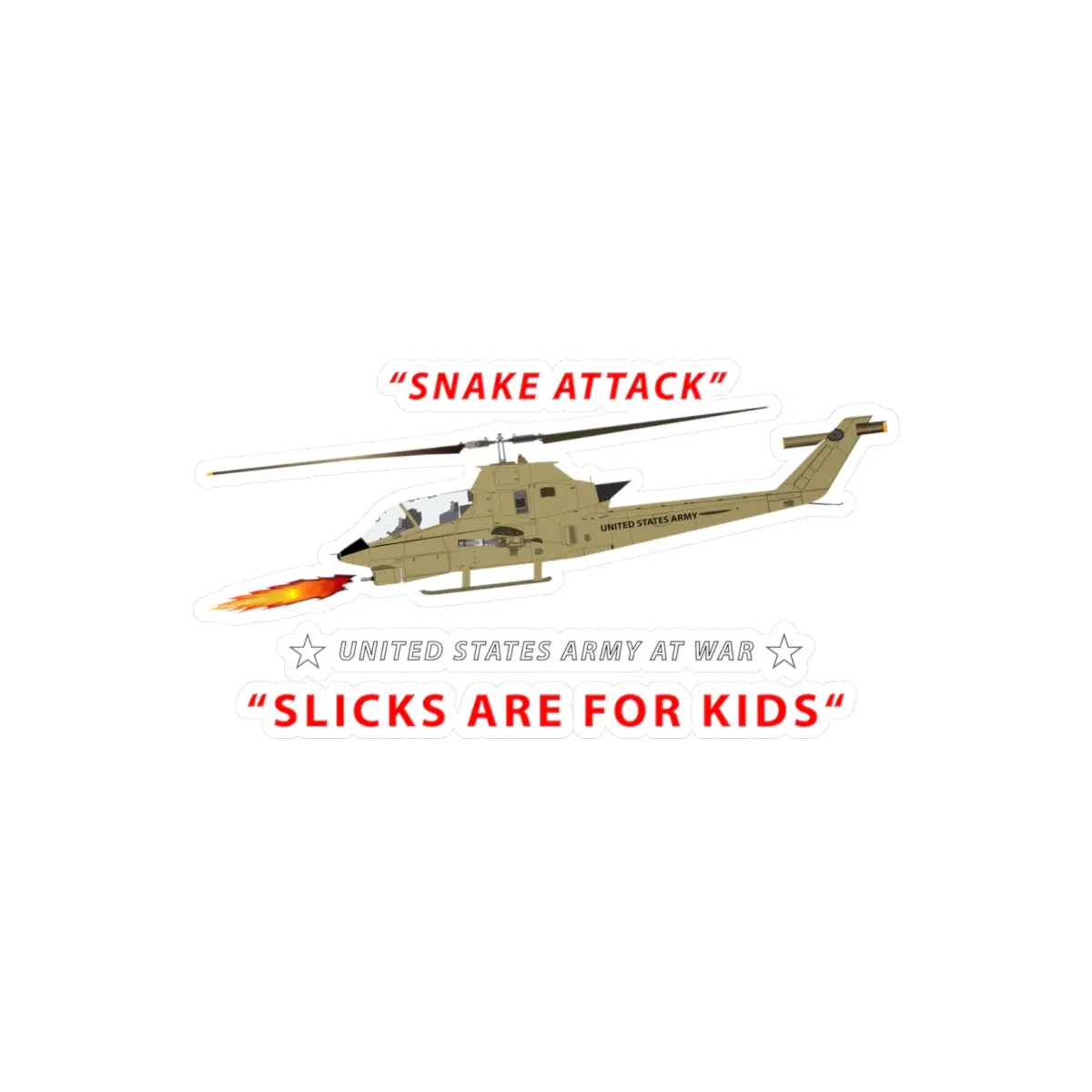 Kiss-Cut Vinyl Decals - Army - Ah-1 Cobra - Snake Attack - Slicks Are For Kids 1