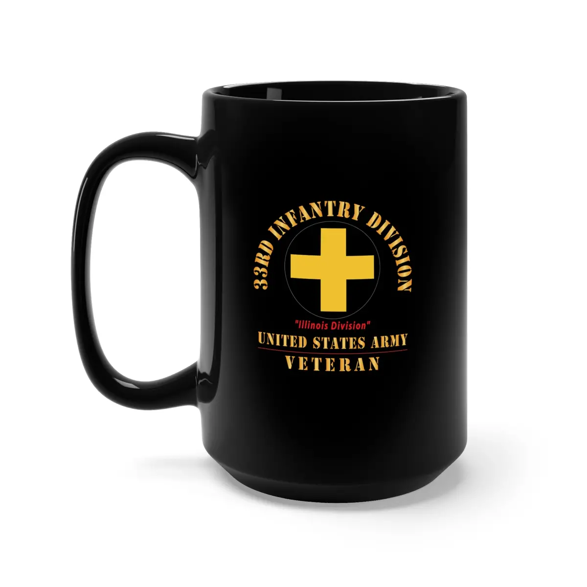 Black Mug 15Oz - Army - Ssi - 33Rd Infantry Division - Illinois Division - Us Army Veteran X 300 1