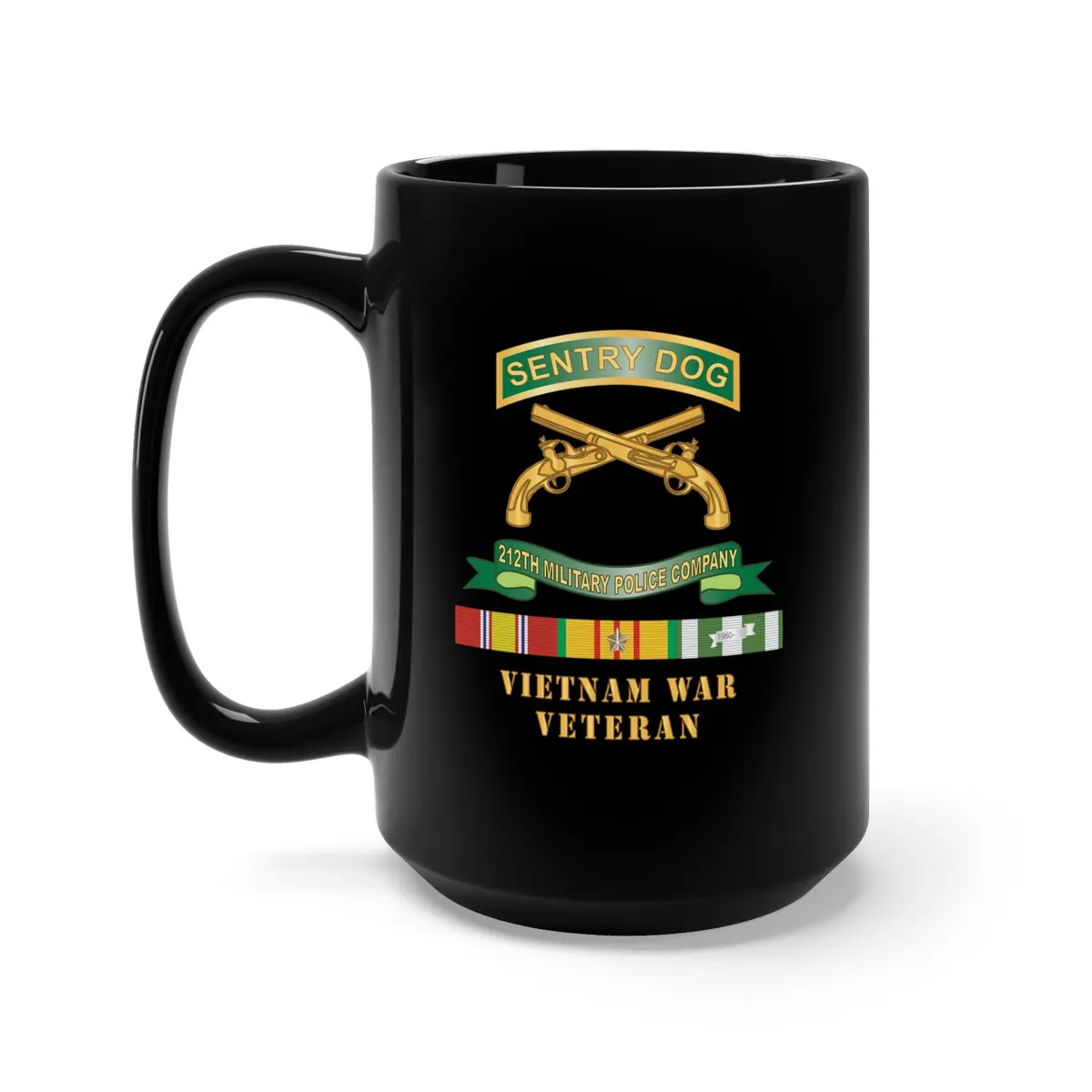 Black Mug 15Oz - Sentry Dog - 212Th Military Police Company W Br - Ribbon Vietnam War Veteran W Vn Svc X 300 1