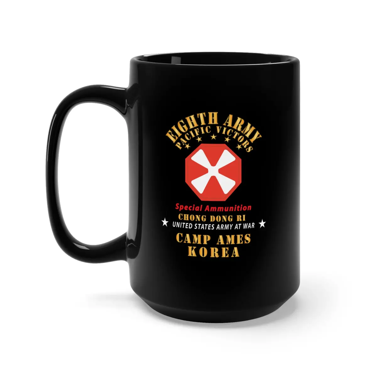 Black Mug 15Oz - Army - Eighth Army - Camp Ames - Special Ammunition - Korea - Chong Dong Ri X 300 1