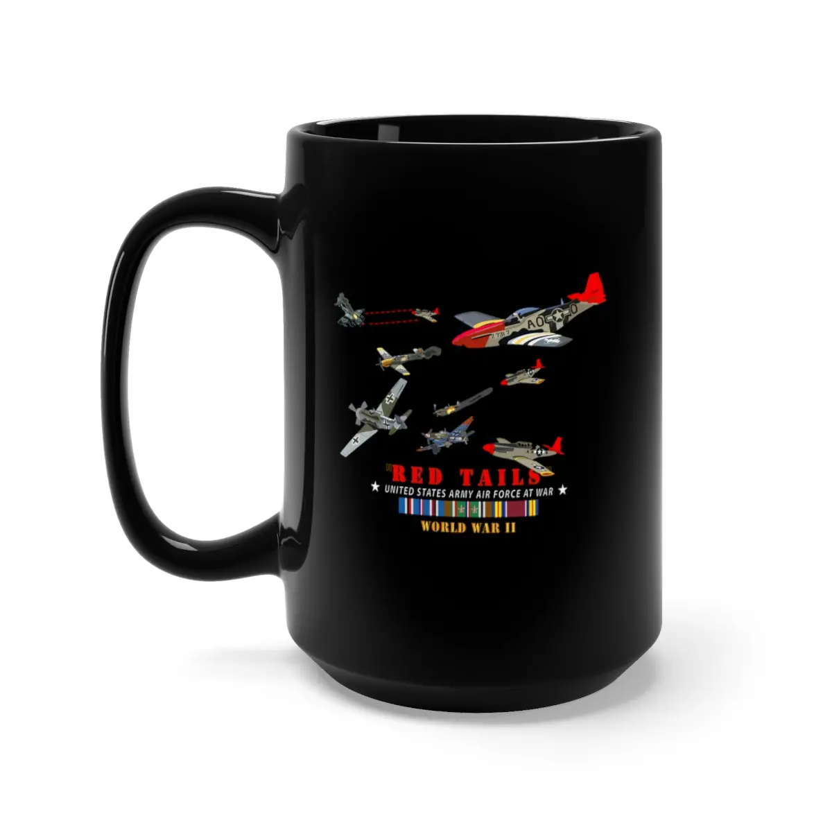 Black Mug 15Oz - Army - Aac - 332Nd Fighter Group - Red Tails - At War 1