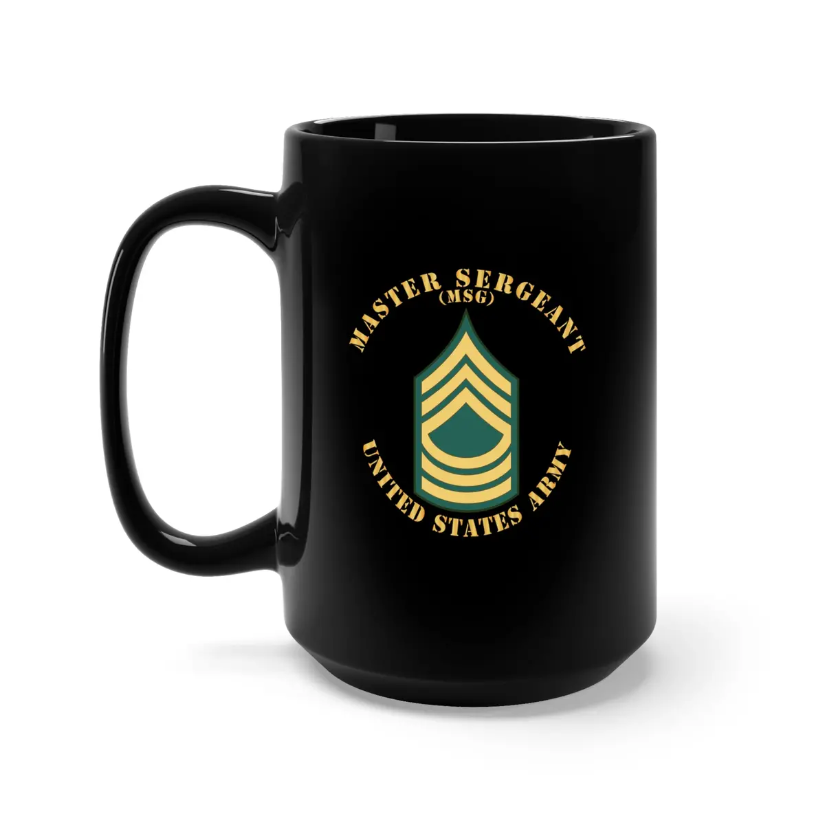 Black Mug 15Oz - Army - Master Sergeant - Msg - Flat 1