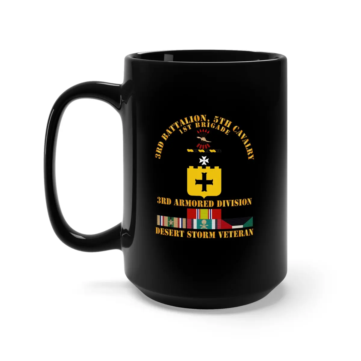 Black Mug 15Oz - Army - 3Rd Bn, 5Th Cavalry - 3Rd Armored Div - Desert Storm Veteran 1