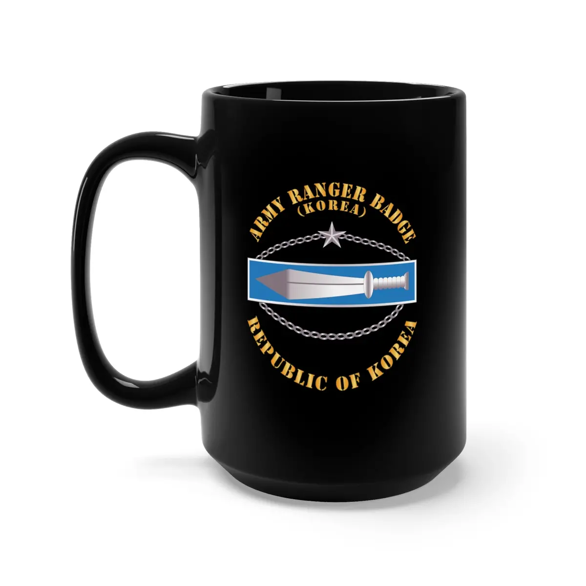 Black Mug 15Oz - Rok Korean Army Ranger Badge W Txt X 300 1