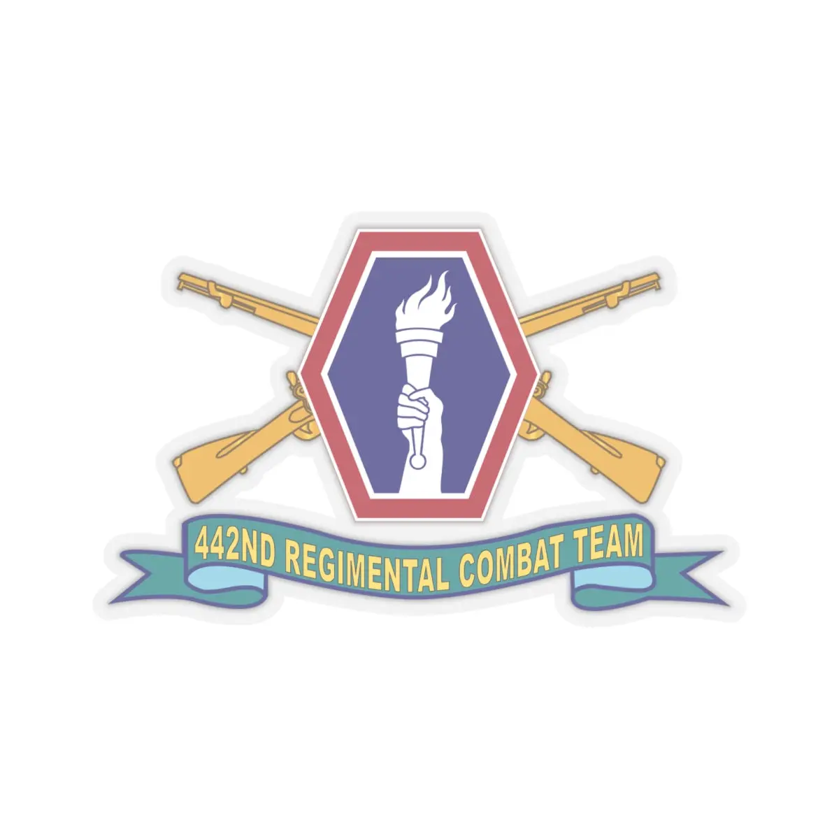 Kiss-Cut Stickers - Army - 442Nd Infantry Regimental Combat Team W Br - Ssi - Ribbon 2