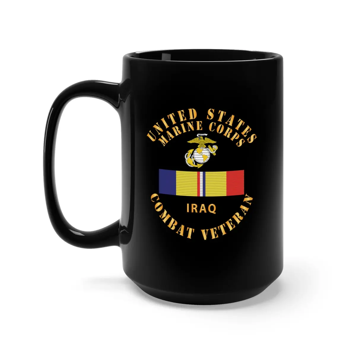 Black Mug 15Oz - Usmc - Car - Combat Veteran - Iraq X 300 1