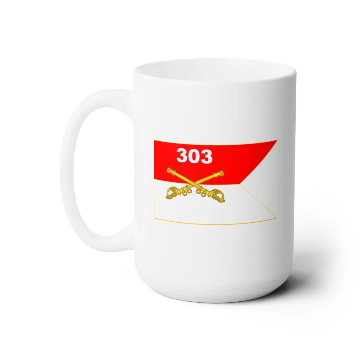 White Ceramic Mug 15Oz - Army - 303Rd Armored Cavalry Regiment - Guidon 1