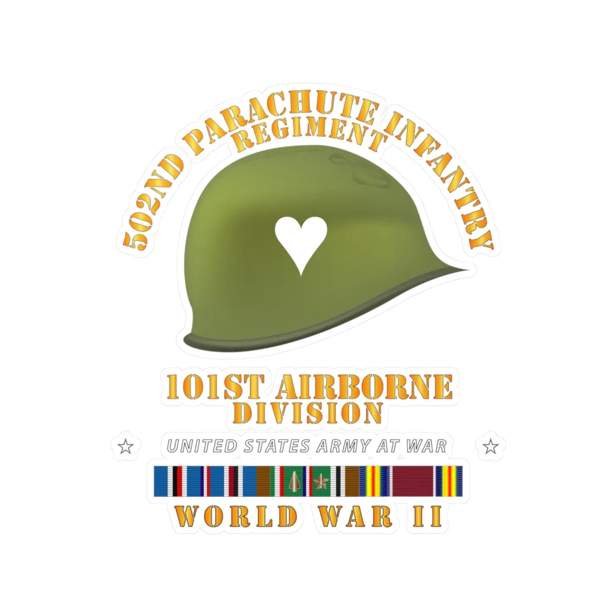 Kiss-Cut Vinyl Decals - Army  - 502Nd Pir 101St  Helmet - Wwii W Eur Svc 1