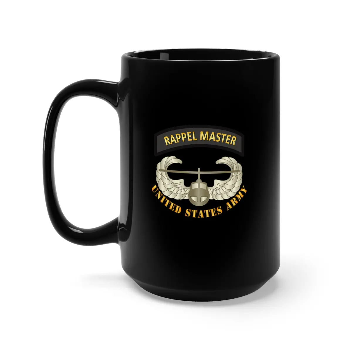 Black Mug 15Oz - Army - Rappel Master Tab W Air Assault Badge - Us Army 1
