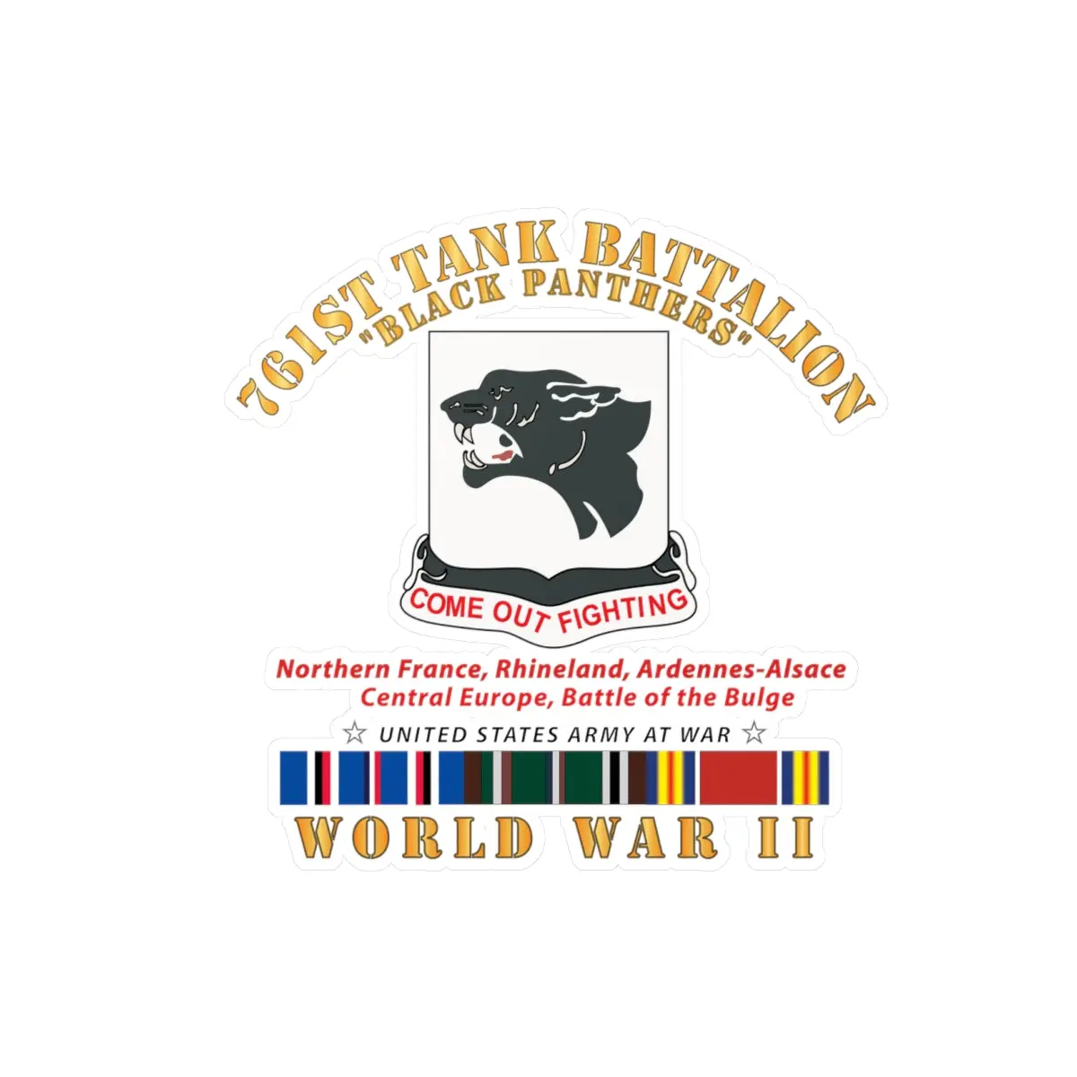 Kiss-Cut Vinyl Decals - Army - 761St Tank Battalion - Black Panthers - Wwii  Eu Svc 1