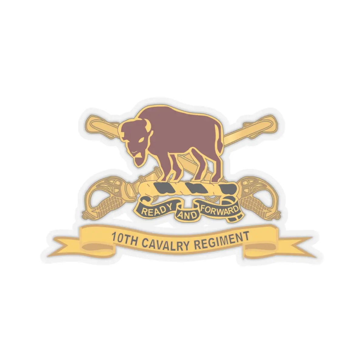Kiss-Cut Stickers - Army - 10Th Cavalry Regiment W Br - Ribbon 2