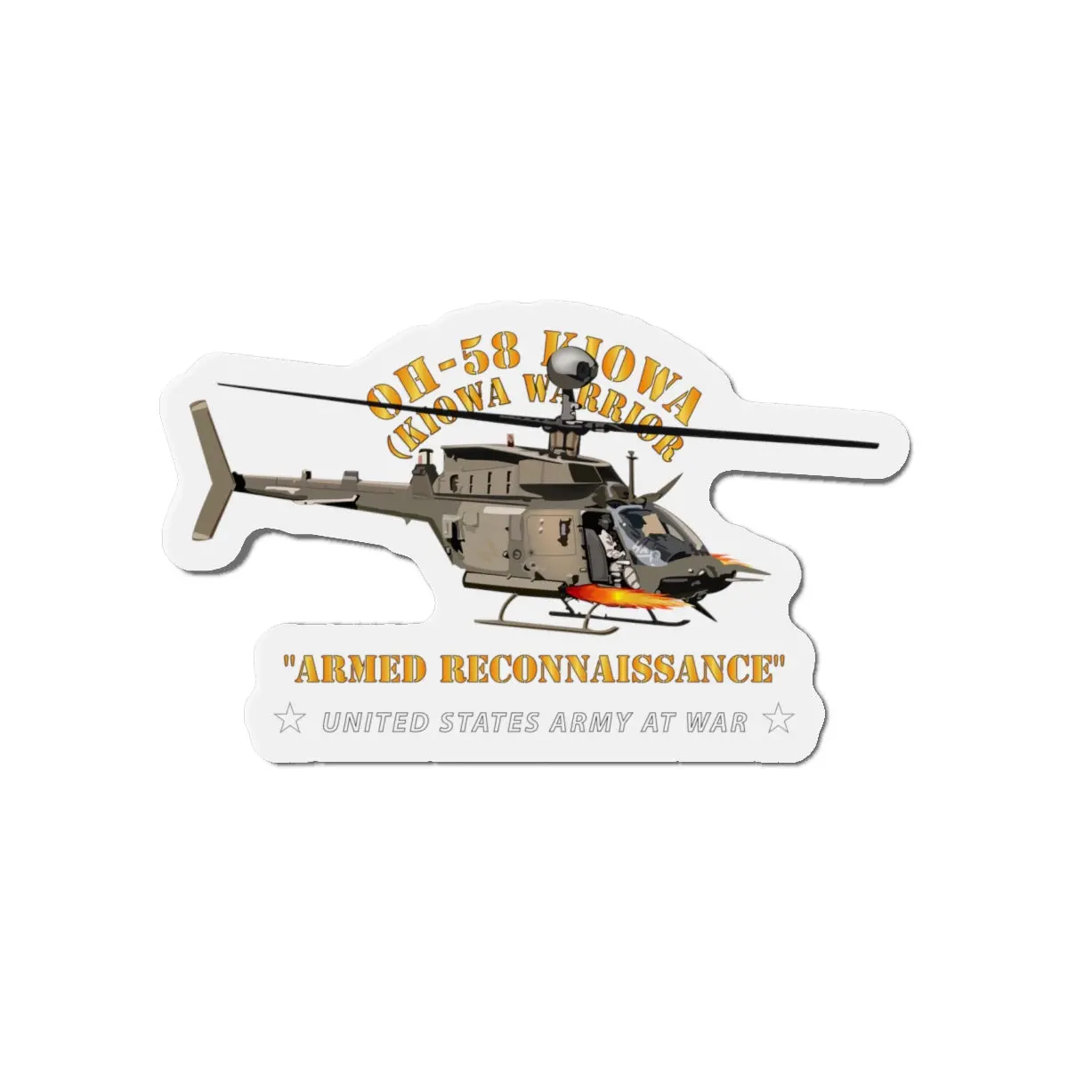 Die-Cut Magnets - Army - Oh-58 Kiowa - Armed Reconnaissance 1