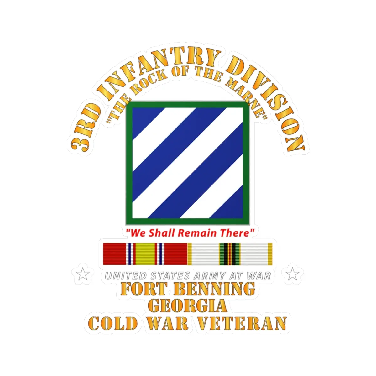Kiss-Cut Vinyl Decals - Army - 3Rd Id - Fort Benning Ga W Cold War Svc 1