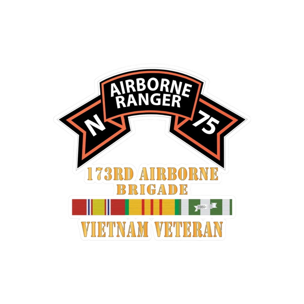 Kiss-Cut Vinyl Decals - Sof - N Company Scroll - 173Rd Airborne Brigade - Vietnam Veteran W Vn Svc X 300 1