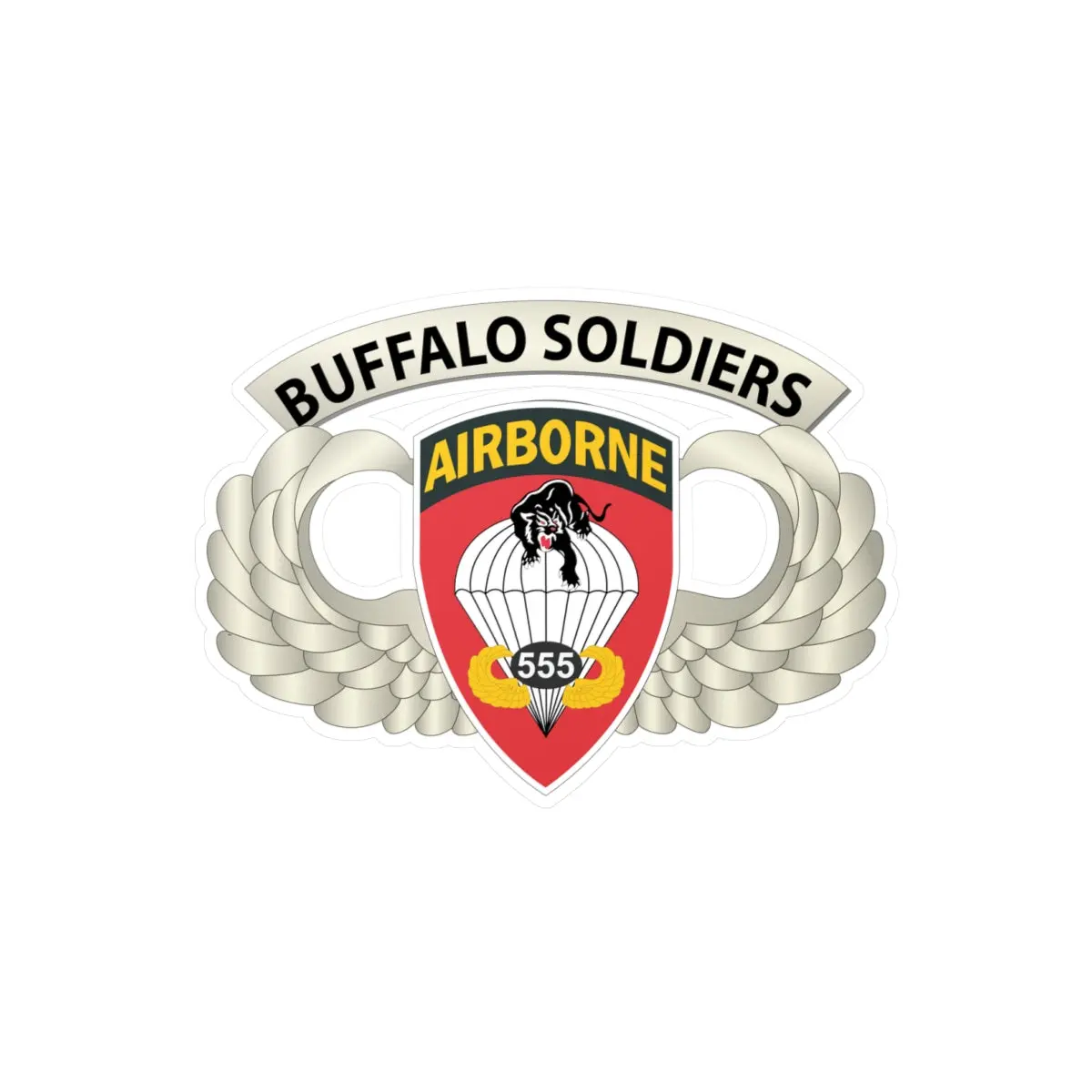 Kiss-Cut Vinyl Decals - Army - Airborne Badge - 555Th Parachute Infantry Bn - Ssi W  Buffalo Soldiers Tab X 300 1