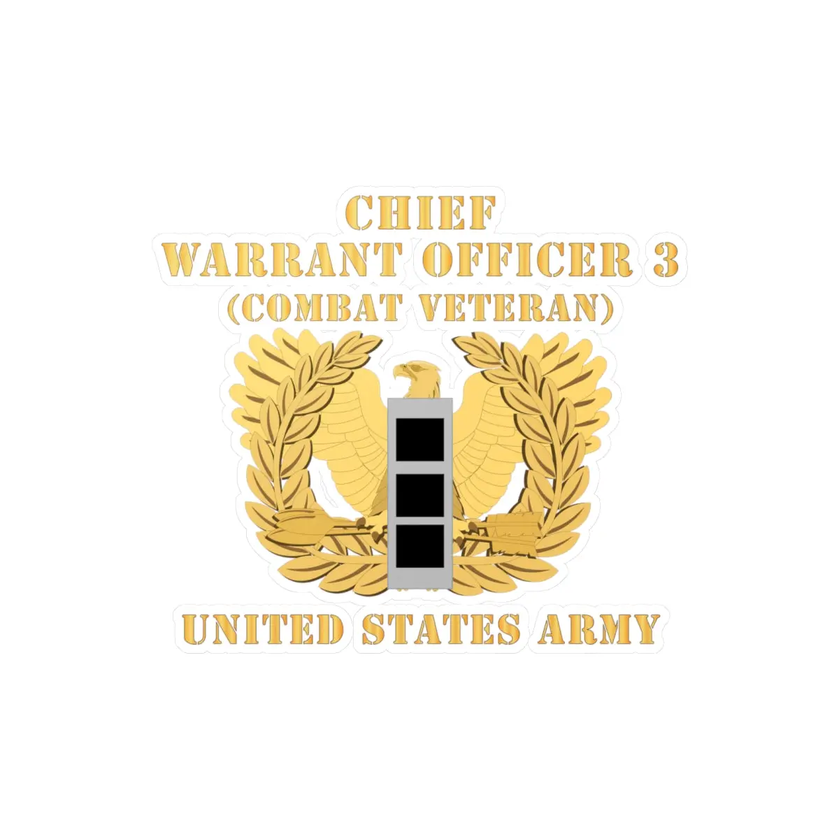 Kiss-Cut Vinyl Decals - Army - Chief Warrant Officer - Cw03 - Combat Veteran - Flat - Eagle And Bar X 300 2