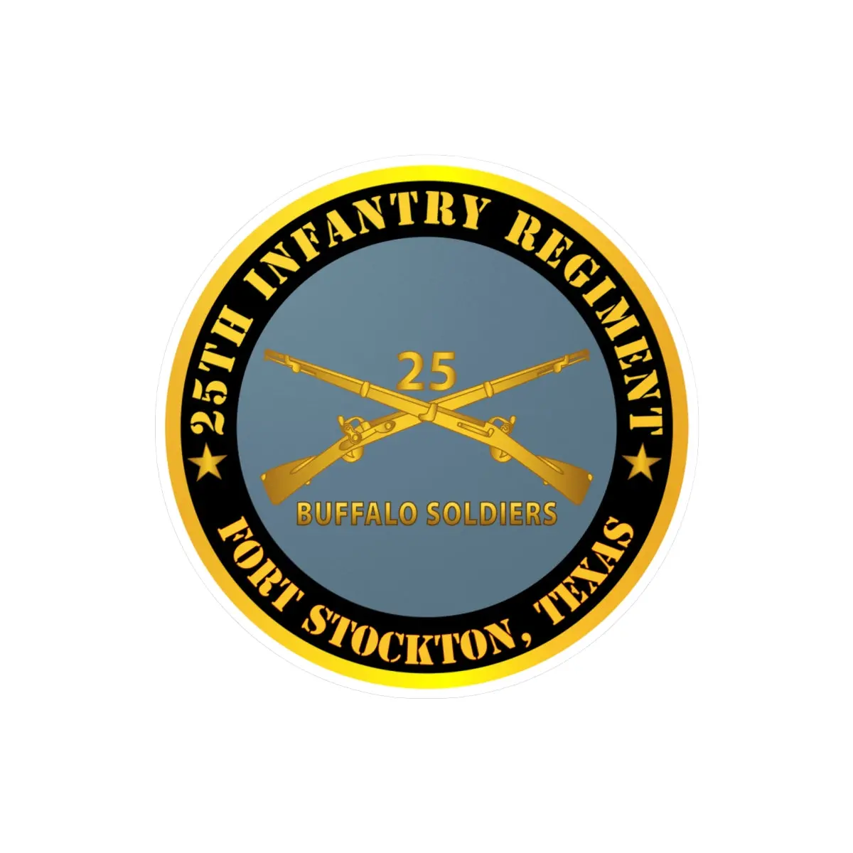 Kiss-Cut Vinyl Decals - Army - 25Th Infantry Regiment - Fort Stockton, Tx - Buffalo Soldiers W Inf Branch X 300 1