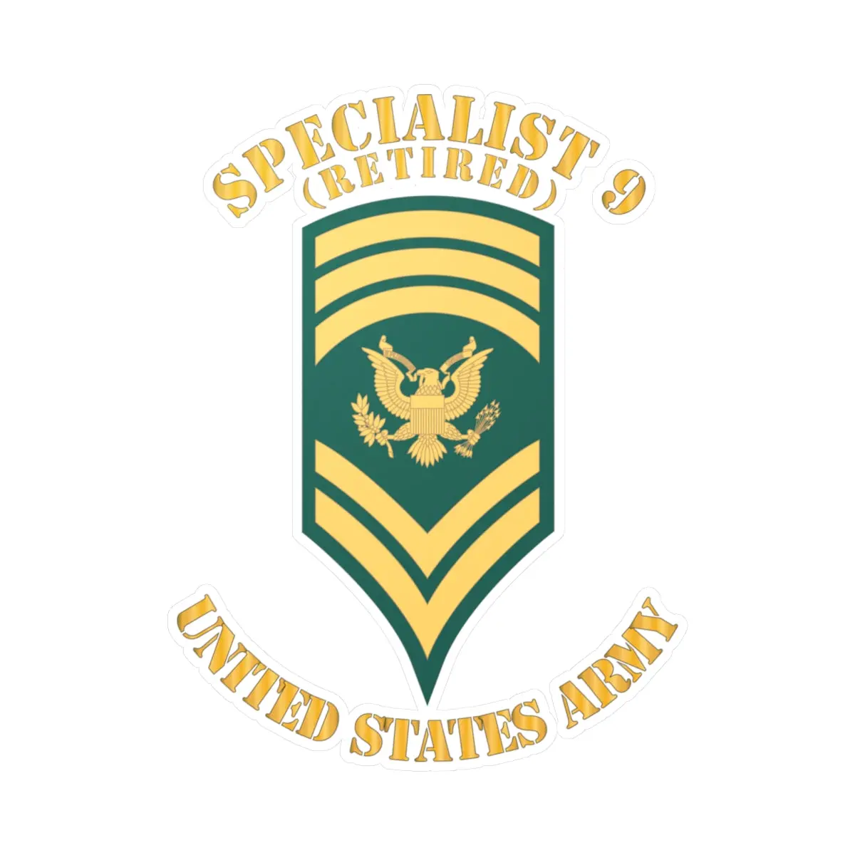 Kiss-Cut Vinyl Decals - Army - Enlisted - Spec 9 - Specialist 9 - Std - Retired X 300 1