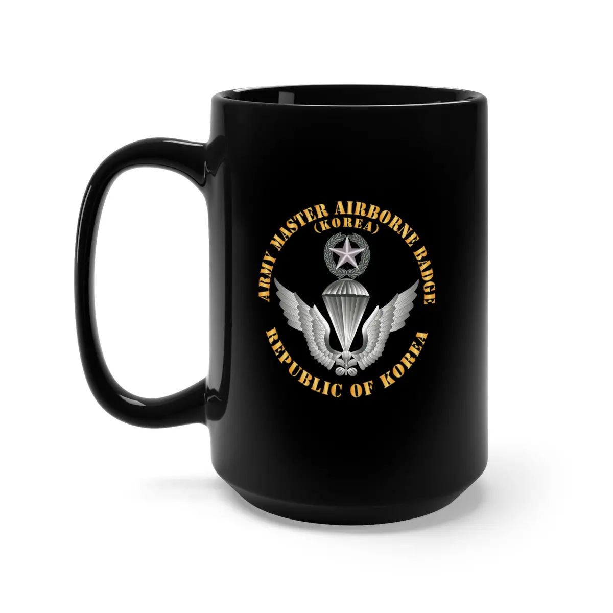 Black Mug 15Oz - Army Master Parachute Badge - Korea W Txt X 300 1