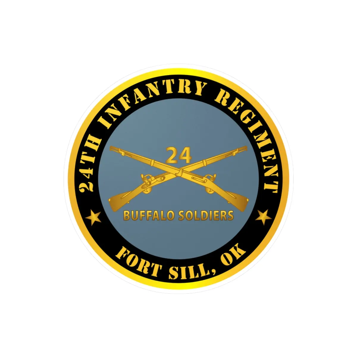 Kiss-Cut Vinyl Decals - Army - 24Th Infantry Regiment - Fort Sill, Ok - Buffalo Soldiers W Inf Branch 1