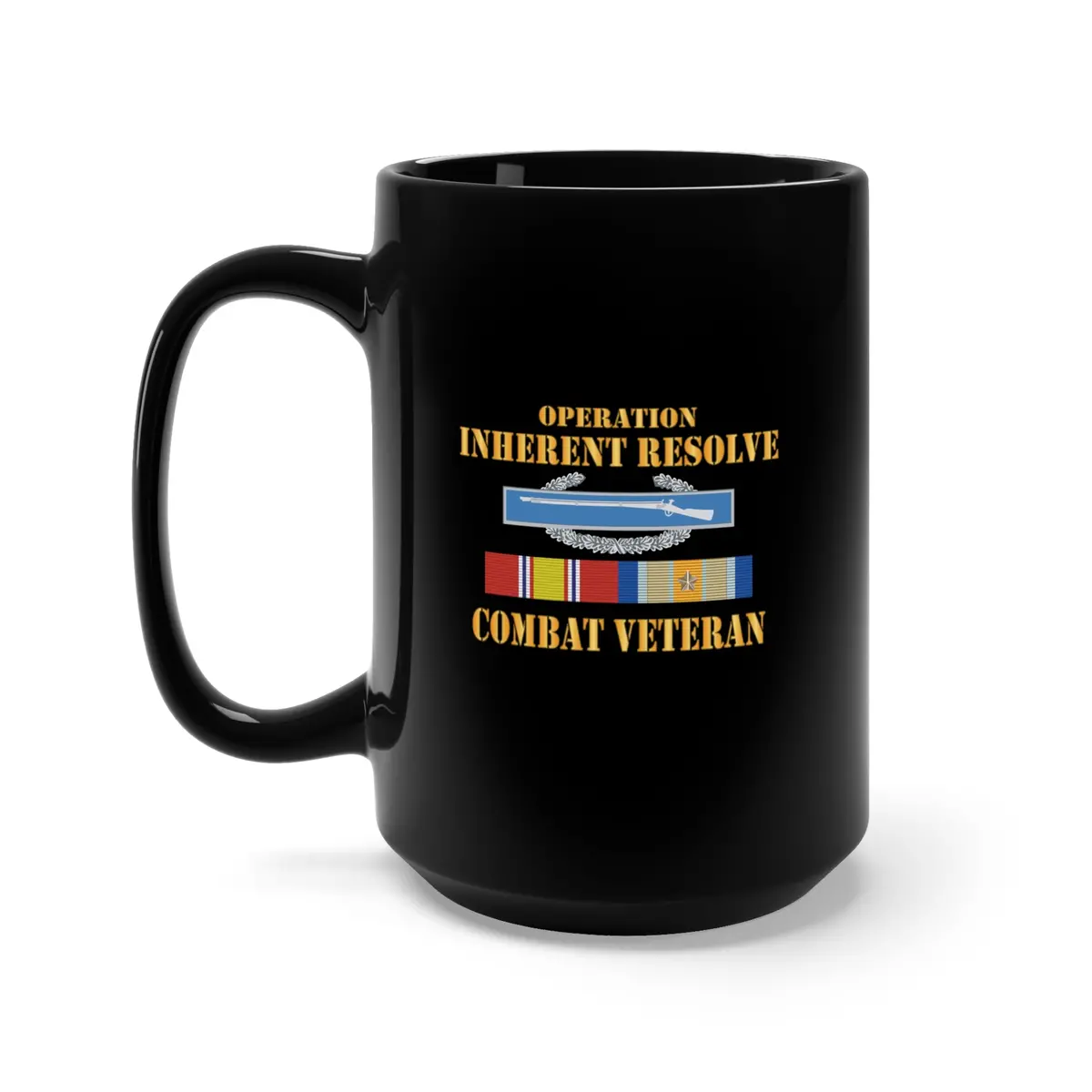 Black Mug 15Oz - Army -  Opn Inherent Resolve (Oir) Svc Bar  W Cib - Combat Veteran X 300 1