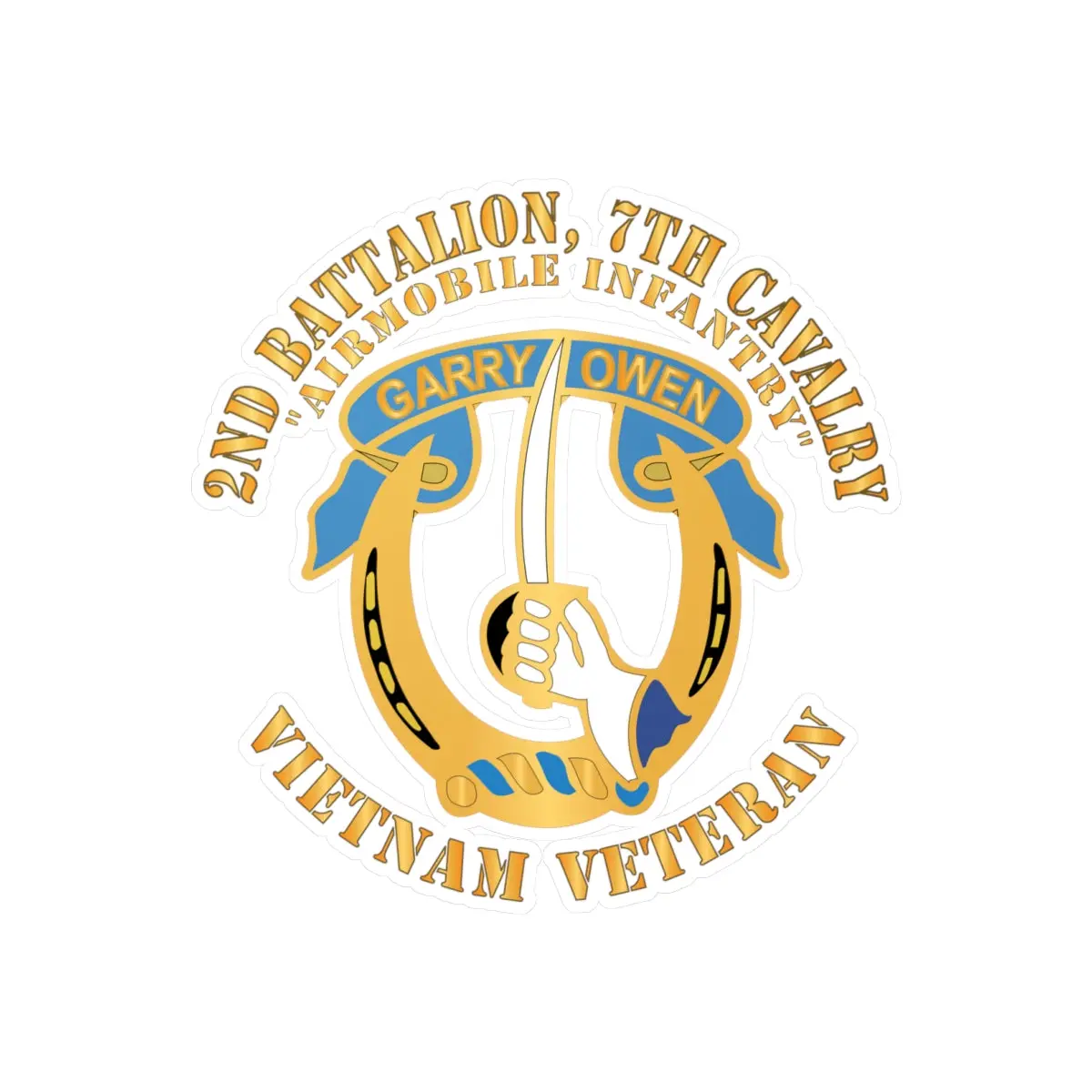 Kiss-Cut Vinyl Decals - Army - 2Nd Battalion, 7Th Cavalry - Vietnam Veteran X 300 1