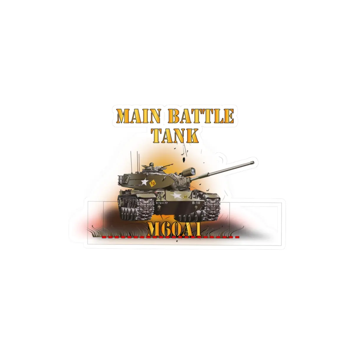 Kiss-Cut Vinyl Decals - Army - Main Battle Tank - M60a1 W Fire- Right Face X 300 2