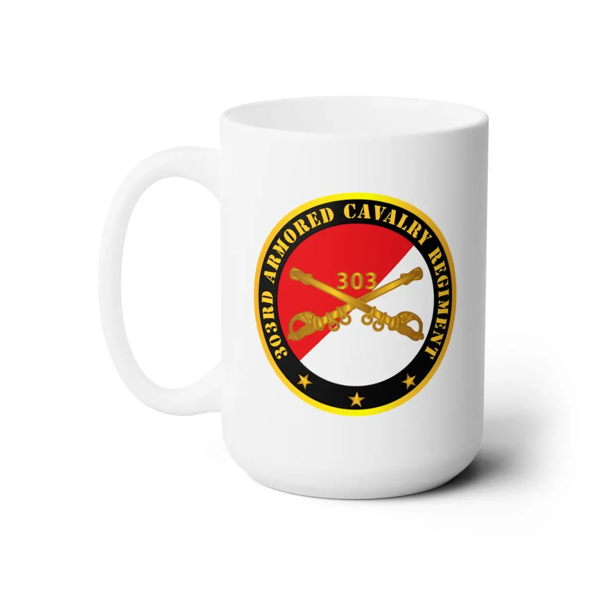 White Ceramic Mug 15Oz - Army - 303Rd Armored Cavalry Regiment - Red - White X 300 1